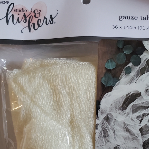 Hobby Lobby Four Packages Studio his & hers Ivory Gauze Table Runner 36" x 144" - Picture 2 of 2